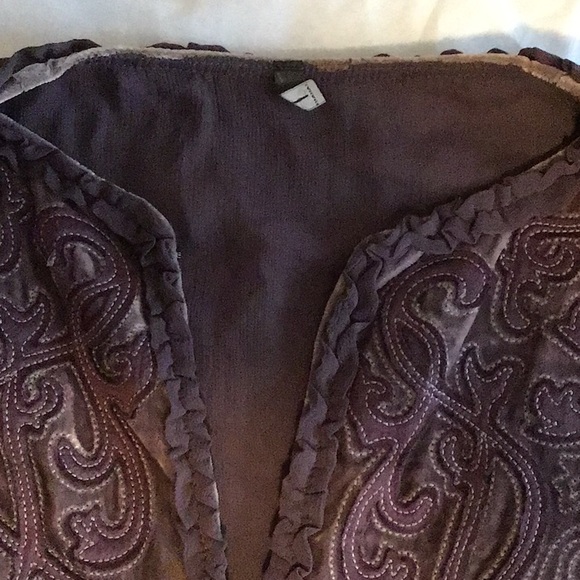 ☀️5$ add to bundle🌟 vintage silk velvet jacket ruffle bell sleeves embroidery - Picture 4 of 14